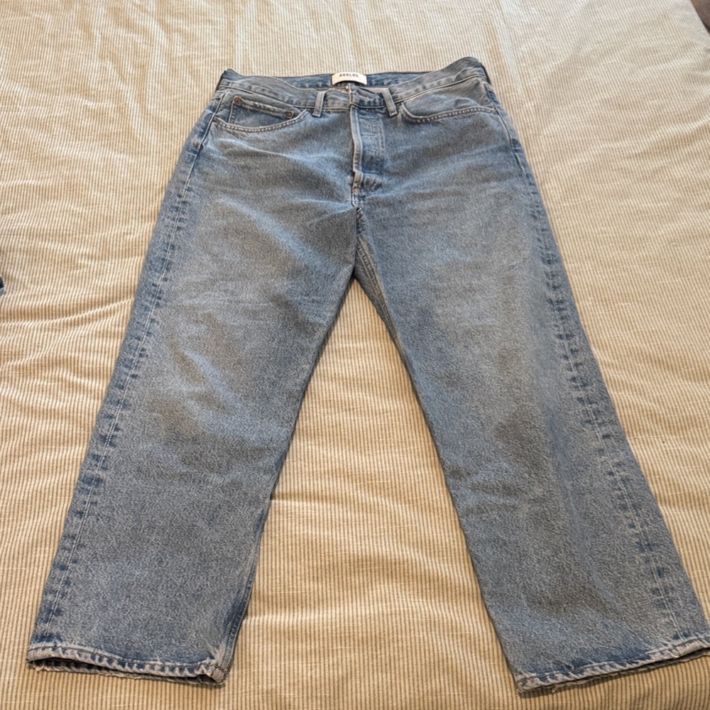 Agolde Light Blue cropped Straight Jeans